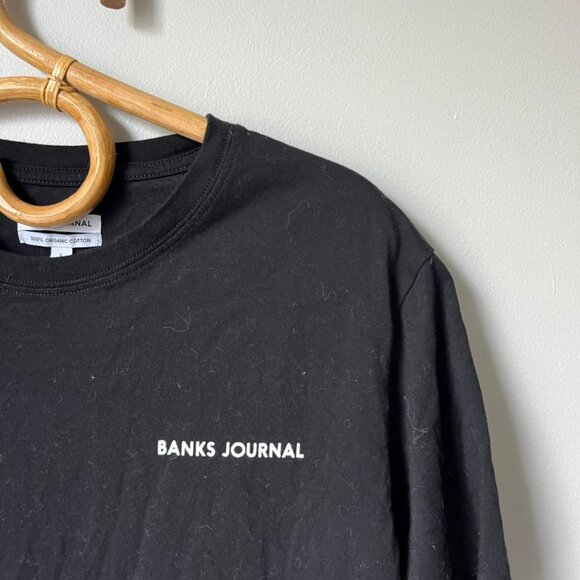 Banks Journal 100% Organic Cotton Black Short Sleeve T-shirt Men's Small - Picture 2 of 5
